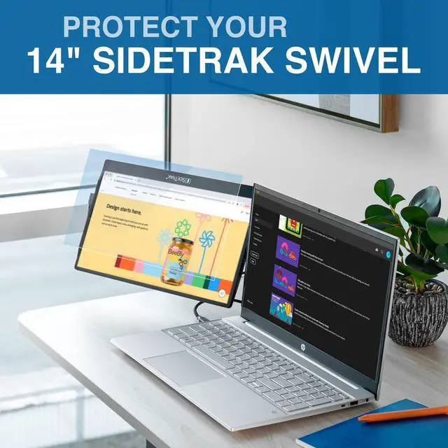 Alt view image 2 of 7 - SideTrak 14-Inch Monitor Screen Protector | Fits 14" Screens | Compatible with 14" Swivel Monitors | Scratch Proof & Impact Resistant Tempered Glass