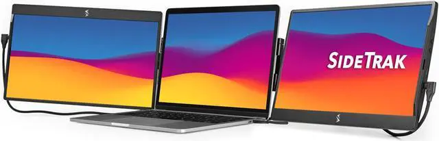 Main image of SideTrak Swivel Triple Portable Monitor for Laptop | Attachable 14” FHD IPS Rotating Three Screen Laptop | Compatible with Mac, PC, & Chrome | Powered by USB or Mini HDMI