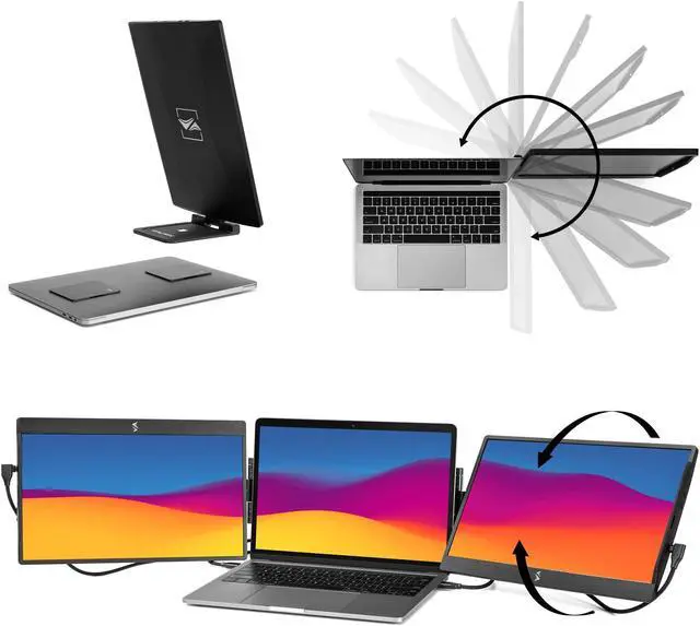 Alt view image 2 of 7 - SideTrak Swivel Triple Portable Monitor for Laptop | Attachable 14” FHD IPS Rotating Three Screen Laptop | Compatible with Mac, PC, & Chrome | Powered by USB or Mini HDMI