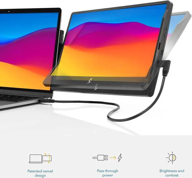 Alt view image 4 of 7 - SideTrak Swivel Triple Portable Monitor for Laptop | Attachable 14” FHD IPS Rotating Three Screen Laptop | Compatible with Mac, PC, & Chrome | Powered by USB or Mini HDMI