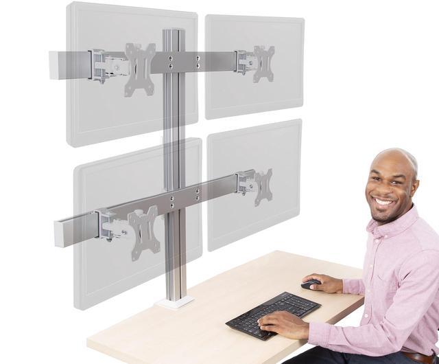 Quad Monitor Stand – Holds 4 Screens 17" To 32", Adjustable Stacked Mount, VESA 75/100, 19.8 Lbs Per Arm, C-Clamp Or Grommet Base