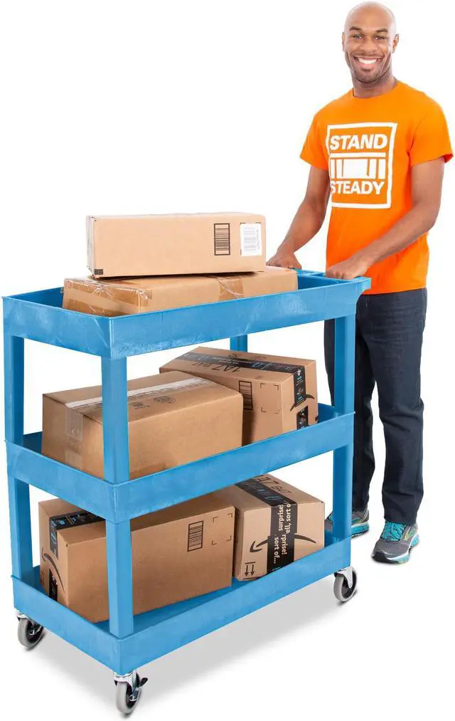 Main image of Stand Steady 18" x 32" Tubstr Three Shelf Tub Utility Cart - Blue