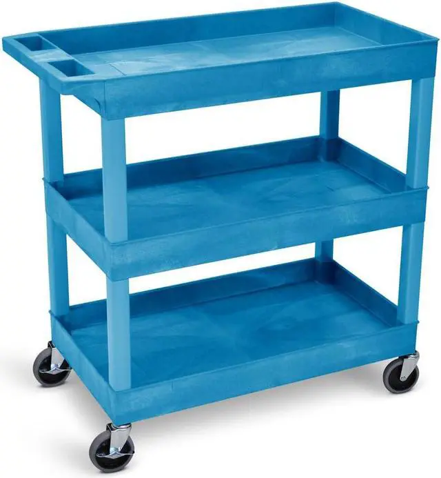 Alt view image 6 of 6 - Stand Steady 18" x 32" Tubstr Three Shelf Tub Utility Cart - Blue