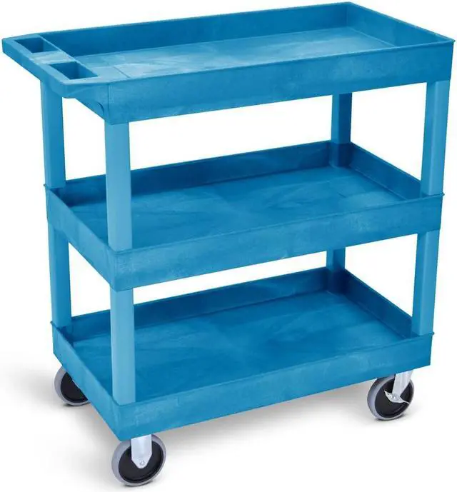 Alt view image 6 of 6 - Stand Steady 18" x 32" Tubstr Two Shelf Heavy Duty Tub Utility Cart - Blue