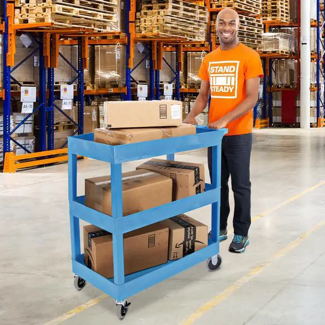 Alt view image 4 of 6 - Stand Steady 18" x 32" Tubstr Two Shelf Heavy Duty Tub Utility Cart - Blue