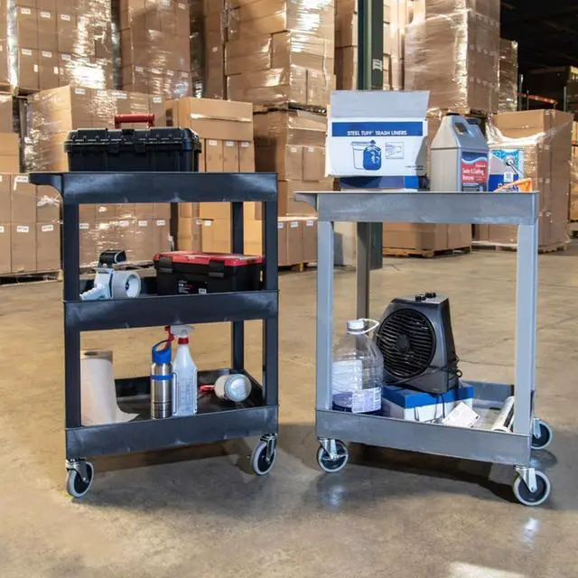 Alt view image 6 of 7 - Stand Steady 18" x 27.25" Tubstr Two Shelf Tub Utility Cart - Black