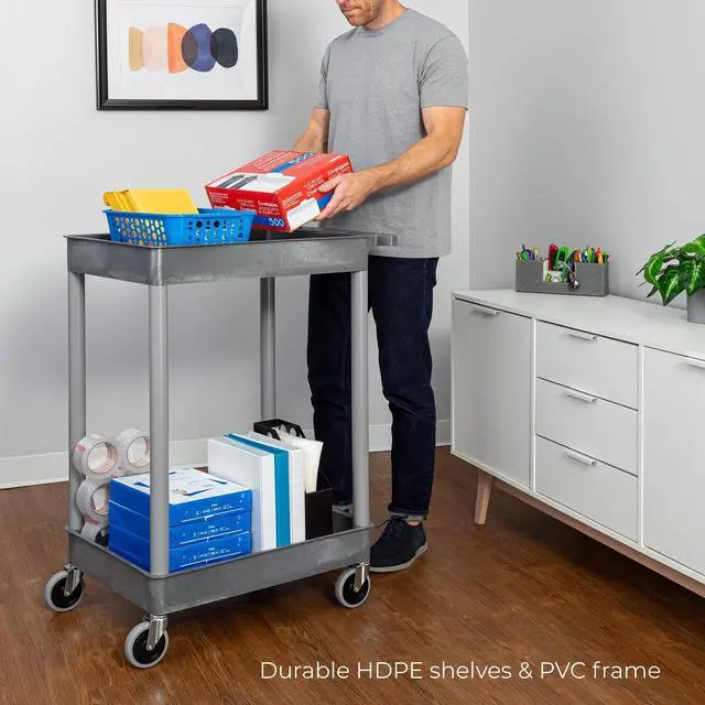 Alt view image 2 of 7 - Stand Steady 18" x 24" Tubstr Two Shelf Tub Utility Cart - Gray