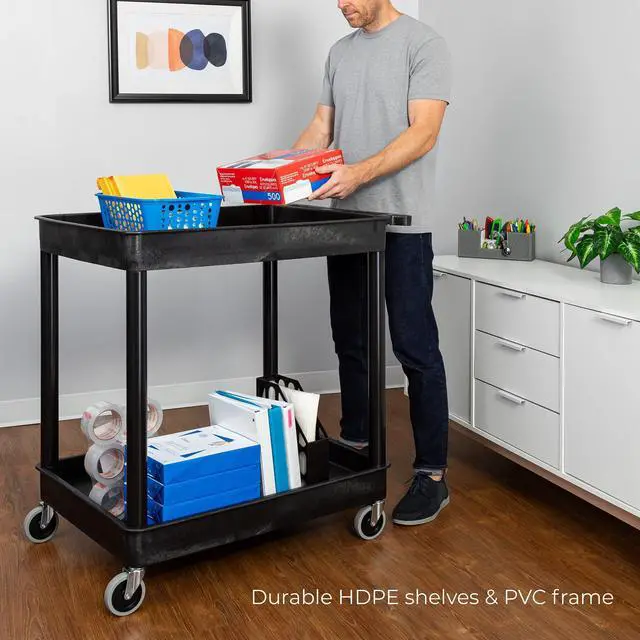 Alt view image 2 of 7 - Stand Steady 24" x 32" Tubstr Two Shelf Tub Utility Cart - Black