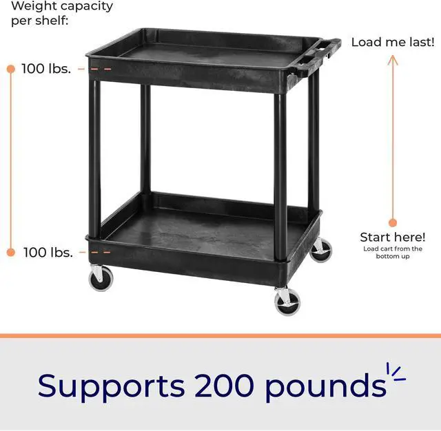 Alt view image 3 of 7 - Stand Steady 24" x 32" Tubstr Two Shelf Tub Utility Cart - Black