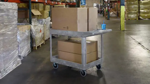 Alt view image 5 of 8 - Stand Steady Original Tubstr Extra Large Two Shelf Utility Cart - Supports up to 500 lbs., Heavy-Duty Rolling Service Cart for Warehouse, Garage, School, Kitchens, Office (Grey, 45.5 x 24.5)