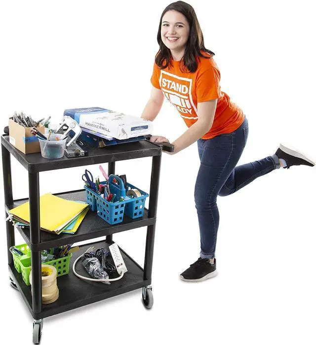 Main image of Tubstr Printer Cart Flat Shelf, Compact and Heavy-Duty Storage Cart - Supports up to 300 lbs - Great for Home, Office, Warehouse and More (28" x 18" / Black)