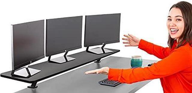 Stand Steady 55 Inch Clamp On Desk Shelf Large Monitor Riser Supports 3 Screens for Extra Storage Ergonomic Monitor Stand Securely Attaches to Surface with Clamp Base No Screws 55 in Black Newegg