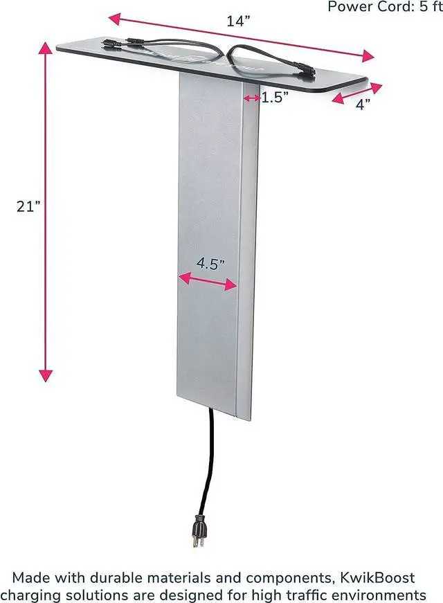 Alt view image 7 of 7 - KwikBoost 4 Device Wall Mounted Charging station - 4 Lighting and 4 USB Type-C - Black Graphic