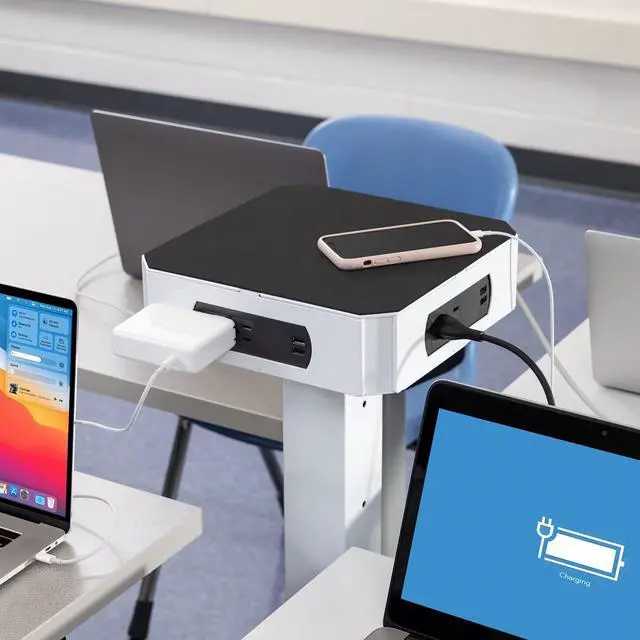 Alt view image 2 of 7 - Stand Steady PowerPro Charging Station | Mobile Power Tower for Multiple Devices | Charging Tower with 8 USB-A Ports and 8 AC Outlets | UL Safety-Certified Charging for Schools & Businesses