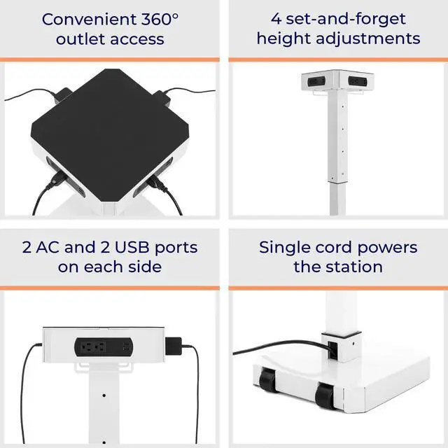 Alt view image 4 of 7 - Stand Steady PowerPro Charging Station | Mobile Power Tower for Multiple Devices | Charging Tower with 8 USB-A Ports and 8 AC Outlets | UL Safety-Certified Charging for Schools & Businesses