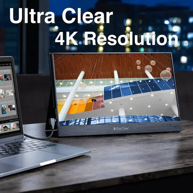 Alt view image 2 of 7 - SideTrak Solo 15.6" 4k Touchscreen Portable Monitor for Laptop | Freestanding Ultra HD LED USB Laptop Dual Screen | Compatible with Mac, PC, & Chrome | Powered by USB-C or Mini HDMI