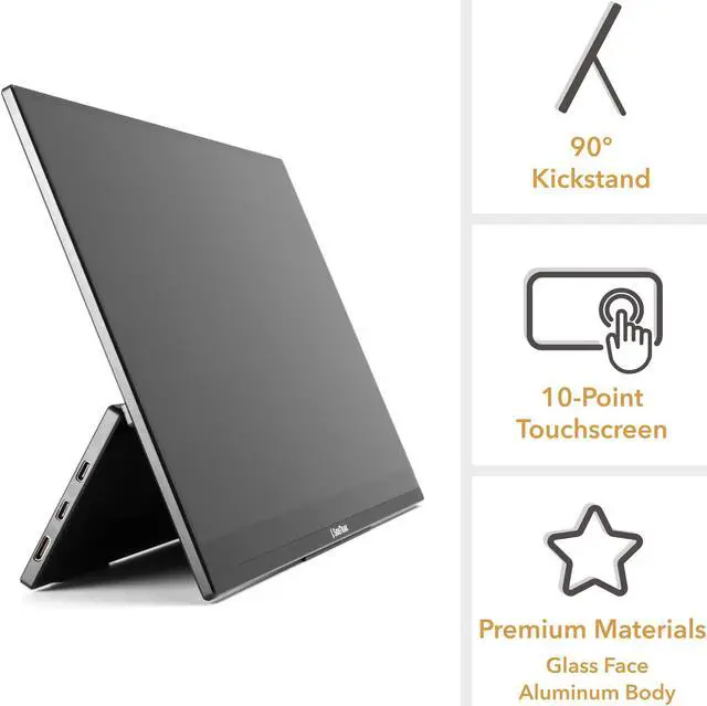 Alt view image 4 of 7 - SideTrak Solo Pro Portable Monitor Freestanding Touchscreen 15.8" FHD 1080P LED IPS Screen with Kickstand |Compatible with Mac, PC, Chrome | Powered by USB-C + Mini HDMI | Built-in Speakers & HDR Mode