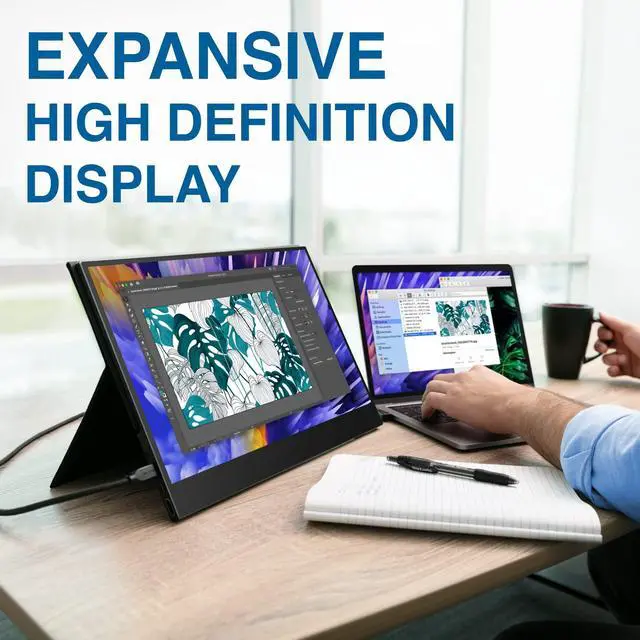 Alt view image 2 of 7 - SideTrak Solo 17.3" Touchscreen Portable Full HD LED Monitor, Laptop Dual Screen Computer Extender with Large Display Cover, For PC, Gaming & Chrome, HDR Enabled, Powered by USB-C or HDMI