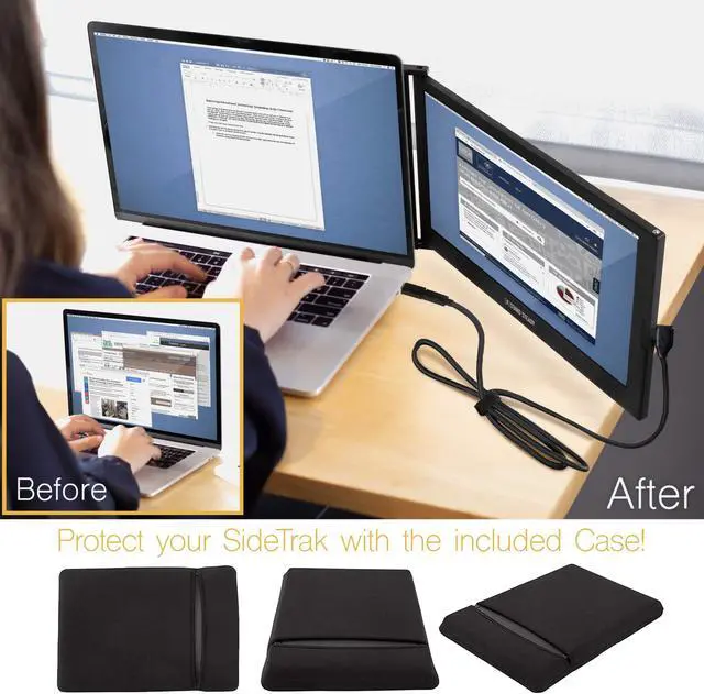Alt view image 3 of 7 - SideTrak Slide Portable Monitor 12.5" Screen with Carrying Case - Attaches to Your Laptop for Easy Travel - Efficient USB Power - Fits Mac and PC 13"-17" Laptops - Full HD IPS Display (Patent Pending)