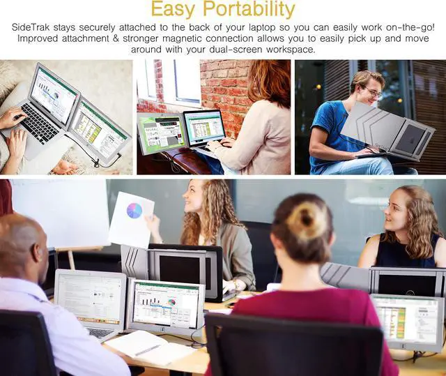 Alt view image 3 of 7 - SideTrak Slide Portable Monitor for Laptop 12.5" FHD 1080P IPS Attachable Second Laptop Screen | Efficient USB Power | Compatible with Mac, PC, Chrome 13"-17" Laptops | Patent Pending