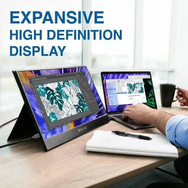Alt view image 2 of 7 - SideTrak Solo 17.3 Portable Monitor for Laptop | Freestanding Full HD 1080p LED USB Laptop Dual Screen with Cover | 60Hz | Blue Light Filter | USB/HDMI