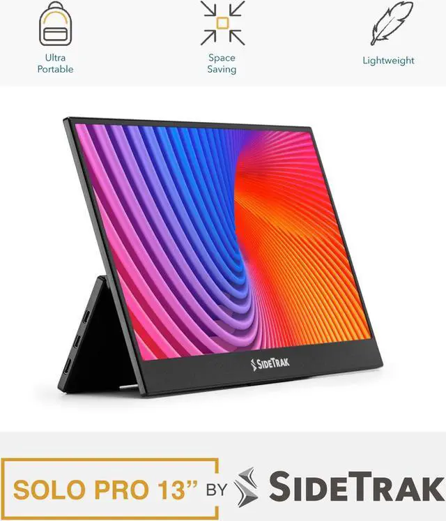 Alt view image 4 of 7 - SideTrak Solo Pro 13 Freestanding Portable Monitor for Laptop | 1080 LED .04 Thin Portable Monitor | Kickstand | 10ms Response Time | 60Hz Refresh Rate | USB-C, Mini HD | 1.3 lbs. Travel Monitor