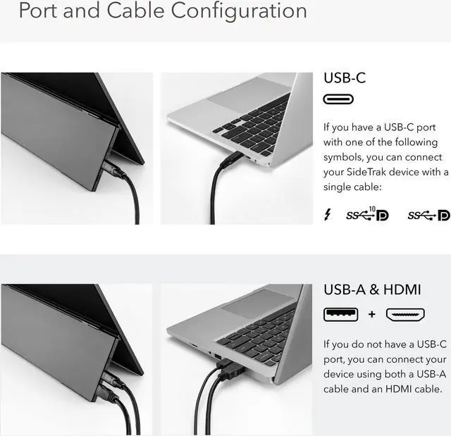 Alt view image 6 of 7 - SideTrak Solo Pro 13 Freestanding Portable Monitor for Laptop | 1080 LED .04 Thin Portable Monitor | Kickstand | 10ms Response Time | 60Hz Refresh Rate | USB-C, Mini HD | 1.3 lbs. Travel Monitor