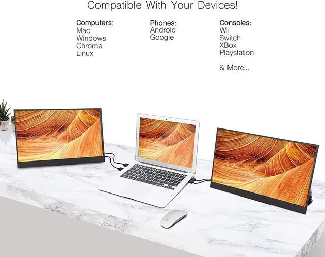 Alt view image 2 of 7 - SideTrak Solo Pro Triple Monitor for Laptop | 2 Freestanding 15.8" FHD 1080P LED Screens with Kickstand | Compatible with Mac, PC, & Chrome | USB-C or HDMI | Speakers & HDR Mode