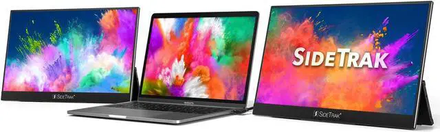 Main image of SideTrak Solo Pro Triple Monitor for Laptop | 2 Freestanding 15.8" FHD 1080P LED Screens with Kickstand | Compatible with Mac, PC, & Chrome | USB-C or HDMI | Speakers & HDR Mode