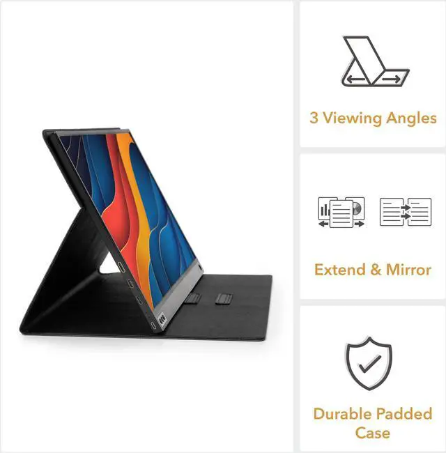 Alt view image 4 of 7 - SideTrak Solo Portable Laptop Monitor 15.6 FHD 1080P LCD Screen | Works with Mac,PC,Chrome, PS4, Xbox, Raspberry Pi, & More | Powered by USB or Mini HDMI | Detachable Padded Case and Kickstand