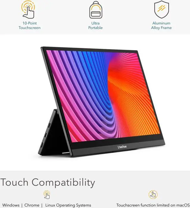 Alt view image 4 of 7 - SideTrak Solo Pro 13" Touchscreen Portable Monitor for Laptop | 1080p LED Small Laptop Screen Extender | Kickstand | 10ms Response Time | 60Hz Refresh Rate | USB-C, Mini-HD | 1.6 lbs Travel Monitor