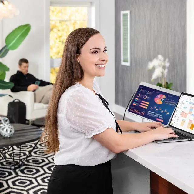 Alt view image 7 of 7 - SideTrak Swivel 14 Attachable Portable Laptop Monitor FHD IPS USB Laptop Dual Screen with Kickstand | Mac, PC, & Chrome Compatible | Fits All Laptop Sizes | USB-C or Mini HDMI Powered (Dark Silver)