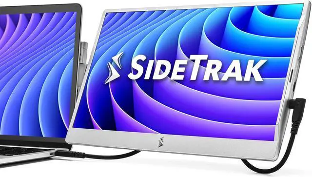 Main image of SideTrak Swivel 14 Attachable Portable Laptop Monitor FHD IPS USB Laptop Dual Screen with Kickstand | Mac, PC, & Chrome Compatible | Fits All Laptop Sizes | USB-C or Mini HDMI Powered (Silver)