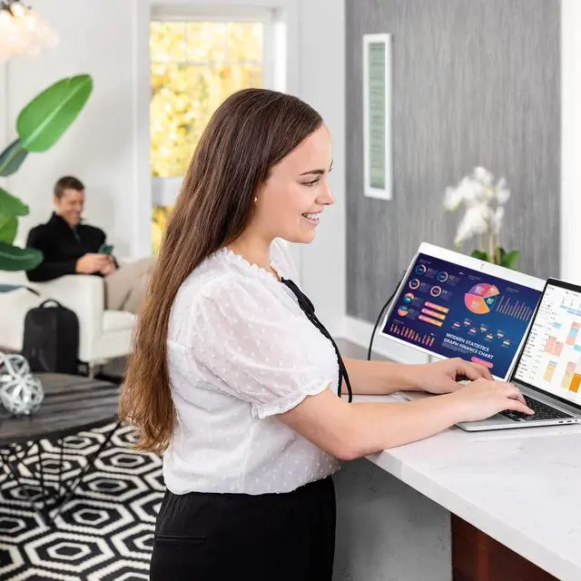 Alt view image 7 of 7 - SideTrak Swivel 14 Attachable Portable Laptop Monitor FHD IPS USB Laptop Dual Screen with Kickstand | Mac, PC, & Chrome Compatible | Fits All Laptop Sizes | USB-C or Mini HDMI Powered (Silver)