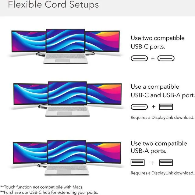 Alt view image 5 of 7 - SideTrak Swivel Pro Triple Touch | Touchscreen Ultra Slim Attachable Portable Monitor for Laptops