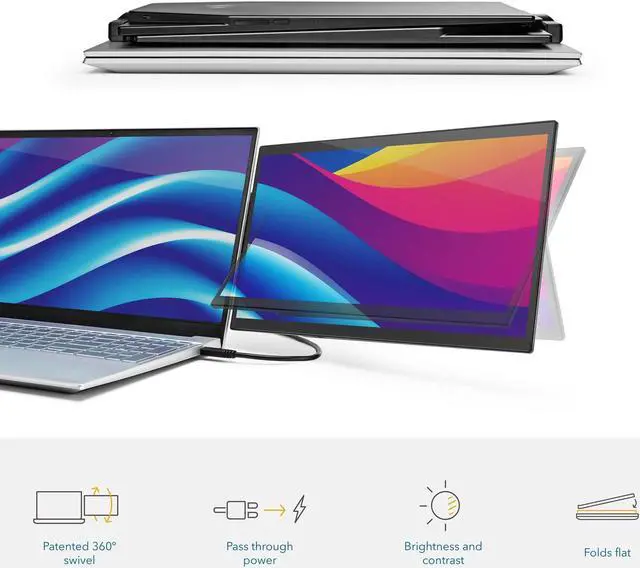 Alt view image 3 of 7 - SideTrak Swivel Pro Triple Touch | Touchscreen Ultra Slim Attachable Portable Monitor for Laptops
