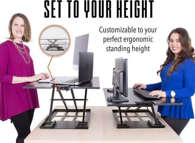 Alt view image 5 of 7 - Stand Steady X-Elite Pro XL, Ergonomic Adjustable Height Standing Desk Converter, Extra Large Sit to Stand Laptop Desk Riser, Easily Fits 2 Computer Monitors (Black, 36 x 16)