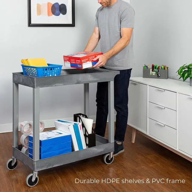 Alt view image 2 of 7 - Stand Steady 18" x 32" Tubstr Two Shelf Tub Utility Cart - Gray