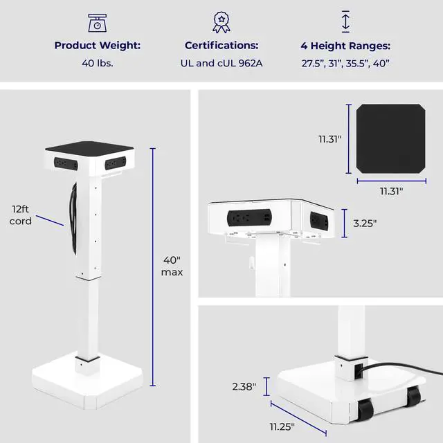 Alt view image 6 of 7 - Stand Steady PowerPro Charging Station | Mobile Power Tower for Multiple Devices | Charging Tower with 8 USB-A Ports and 8 AC Outlets | UL Safety-Certified Charging for Schools & Businesses