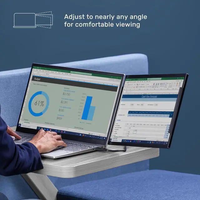 Alt view image 2 of 7 - SideTrak Swivel 15.6" Attachable Portable Monitor for Laptop | FDH TFT Laptop Dual Screen | Mac, PC & Chrome Compatible | Swivel Hinge Laptop Screen Extender | USB-C Port