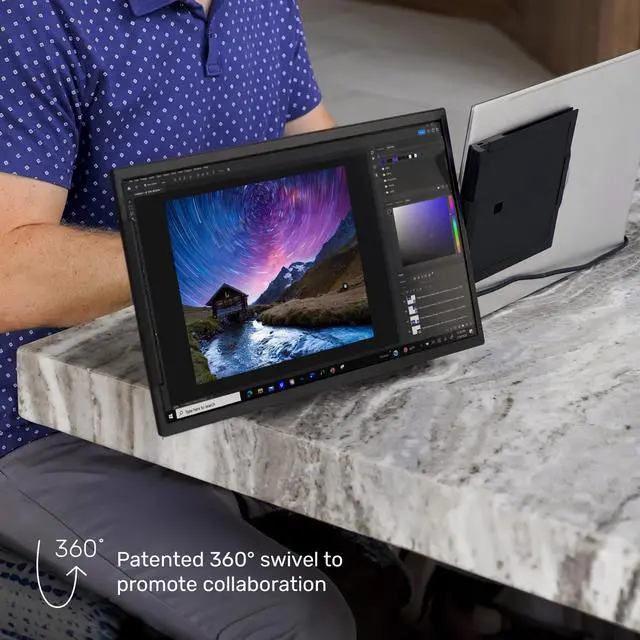 Alt view image 3 of 7 - SideTrak Swivel 15.6" Attachable Portable Monitor for Laptop | FDH TFT Laptop Dual Screen | Mac, PC & Chrome Compatible | Swivel Hinge Laptop Screen Extender | USB-C Port