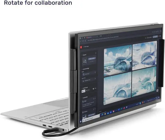Alt view image 7 of 7 - SideTrak Swivel 15.6" Attachable Portable Monitor for Laptop | FDH TFT Laptop Dual Screen | Mac, PC & Chrome Compatible | Swivel Hinge Laptop Screen Extender | USB-C Port