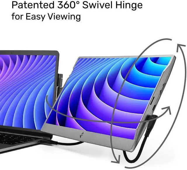 Alt view image 2 of 7 - SideTrak Swivel 14 Attachable Portable Laptop Monitor FHD IPS USB Laptop Dual Screen with Kickstand | Mac, PC, & Chrome Compatible | Fits All Laptop Sizes | USB-C or Mini HDMI Powered (Dark Silver)
