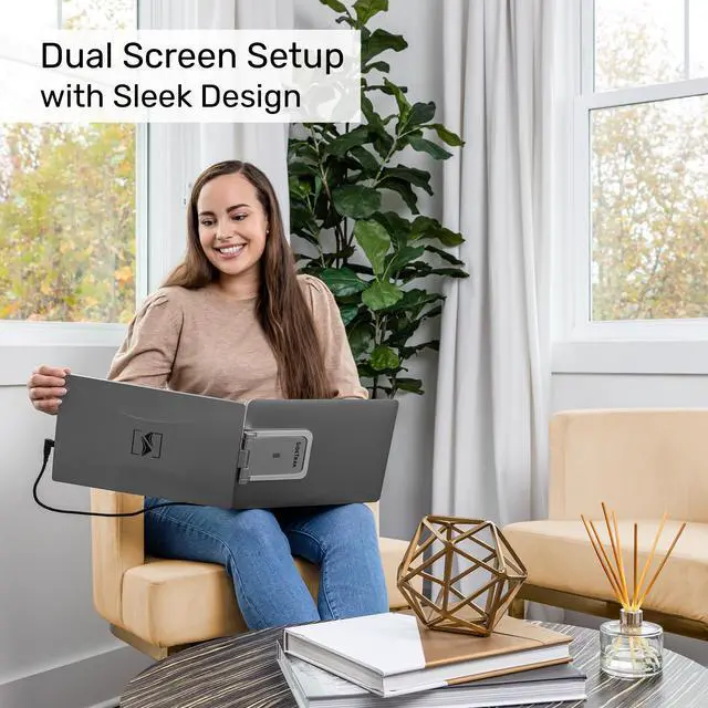 Alt view image 3 of 7 - SideTrak Swivel 14 Attachable Portable Laptop Monitor FHD IPS USB Laptop Dual Screen with Kickstand | Mac, PC, & Chrome Compatible | Fits All Laptop Sizes | USB-C or Mini HDMI Powered (Dark Silver)