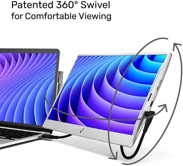 Alt view image 2 of 7 - SideTrak Swivel 14 Attachable Portable Laptop Monitor FHD IPS USB Laptop Dual Screen with Kickstand | Mac, PC, & Chrome Compatible | Fits All Laptop Sizes | USB-C or Mini HDMI Powered (Silver)