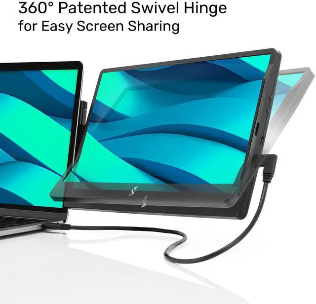 Alt view image 2 of 7 - SideTrak Swivel 14” Attachable Portable Monitor for Laptop FHD IPS USB Laptop Dual Screen with Kickstand | Compatible with Mac, PC, & Chrome | Fits All Laptop Sizes | Powered by USB-C or Mini HDMI