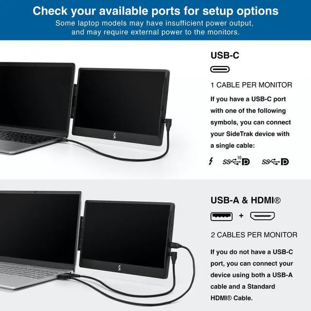 Alt view image 6 of 7 - SideTrak Swivel Triple Portable Monitor for Laptop | Attachable 14” FHD IPS Rotating Three Screen Laptop | Compatible with Mac, PC, & Chrome | Powered by USB or Mini HDMI