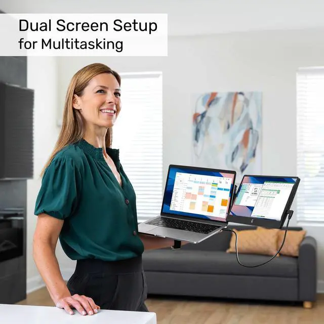 Alt view image 3 of 6 - New SideTrak Swivel Attachable Portable Monitor for Laptop 12.5” FHD IPS Rotating Dual Laptop Screen | Mac, PC, Chrome OS Compatible | All Laptop Sizes | Powered by DisplayPort USB-C or Mini HDMI