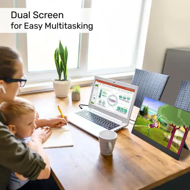 Alt view image 2 of 7 - SideTrak Solo Pro Portable Monitor Freestanding 15.8" FHD 1080P LED Anti-Glare IPS Screen with Kickstand | Mac, PC, & Chrome Compatible | USB-C or Mini HDMI Powered | Built-in Speakers & HDR Mode