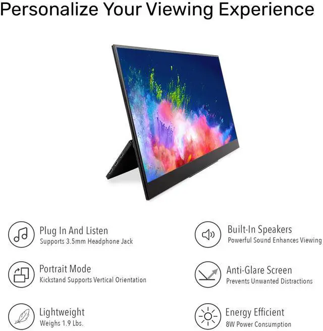 Alt view image 6 of 7 - SideTrak Solo Pro Portable Monitor Freestanding 15.8" FHD 1080P LED Anti-Glare IPS Screen with Kickstand | Mac, PC, & Chrome Compatible | USB-C or Mini HDMI Powered | Built-in Speakers & HDR Mode